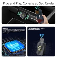 Adaptador CarPlay 2 em 1: Android Auto e iPhone Sem Fio - Plug & Play Estável - imagem 4