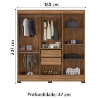 Guarda-Roupa Casal 6 Portas com 2 Gavetas – Design Moderno Amêndoa e Off White | Verso Demóbile - imagem 3