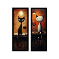 Kit 2 Quadros Decorativos para Sala e Varanda - Gatos e Vinho com Moldura Preta - imagem 4