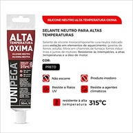 Kit 2 Colas Veda Sela Silicone Neutro Alta Temperatura 315°C para Forno e Motor - Preto - imagem 3