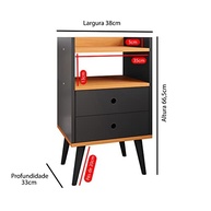 Mesa de Cabeceira Dream com 2 Gavetas e Design Retrô - Ideal para Quarto Moderno - imagem 3