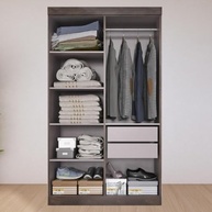 Guarda-Roupa Solteiro Lisboa 4 Portas 2 Gavetas Chocolate/Off White - Design Moderno e Espaçoso - imagem 4