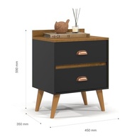 Kit 2 Mesas de Cabeceira Retro Madero com Nichos, Gavetas e Pés em PVC - Design Moderno e Funcional - imagem 4