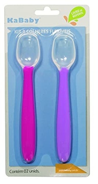 KaBaby Kit com 2 Colheres de Silicone Flexíveis Rosa - Seguras e Macias para Bebês - imagem 2
