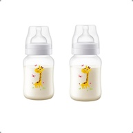 Kit 2 Mamadeiras Anti-Cólicas Clássica 260ml Decorada Girafa - Philips Avent - imagem 1