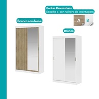 Guarda-Roupa Solteiro com Espelho 2 Portas 2 Gavetas Branco Moderno - imagem 5