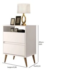 Mesa de Cabeceira Lotus Off White com 2 Gavetas – Design Moderno e Funcionalidade Premium - imagem 2