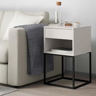 Kit 2 Mesas de Cabeceira Industriais com Gaveta e Nicho - Design Moderno Off White - imagem 3