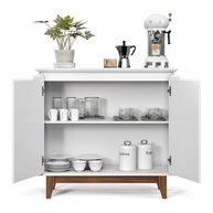 Buffet Flow 2 Portas com Prateleira Ajustável - Design Moderno em Madeira para Sala de Jantar (Branco) - imagem 1