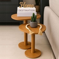 Kit com 2 Mesas Laterais de Canto Monopé com Tampo Orgânico em Mel - Design Moderno e Prático - imagem 5
