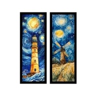 Kit 2 Quadros 18x45 cm com Vidro - Van Gogh Noite Estrelada (Preto) | Decore com Arte Clássica - imagem 4