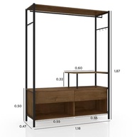 Guarda-Roupa Casal Barcelona 2 Gavetas Preto/Demolição - Organize seu Quarto com Estilo - imagem 4