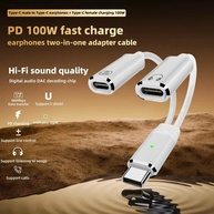 Adaptador USB-C 2 em 1: Áudio + Carga Rápida 100W - imagem 2