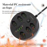 Régua de Energia Premium: 6 Tomadas + 5 Portas USB (3 USB-A, 2 USB-C) - Carregamento Rápido e Seguro - imagem 5