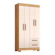 Guarda-Roupa Solteiro 4 Portas 2 Gavetas Malta - Design Moderno em Madeira e Off White - imagem 1
