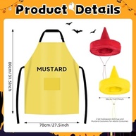 Funnysoft 2 Set Halloween Ketchup and Mustard Costumes for Adults Costumes for Couples Ketchup and Mustard Condiment Aprons and Hats Couples Outfits Apparel Accessories for Halloween Cosplay Dress up - imagem 3