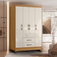 Guarda-Roupa Solteiro 4 Portas 2 Gavetas Armany – Design Moderno em Madeirado e Off White - imagem 3