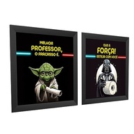 Kit 2 Quadros 18x18cm com Moldura e Vidro - Decoração Banheiro e Lavabo - Tema Star Wars (Yoda e Darth Vader) - imagem 3