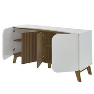 Buffet 4 Portas com 2 Prateleiras ELEGANCE - Design Curvo em Off White e Pinho Ripado - imagem 5