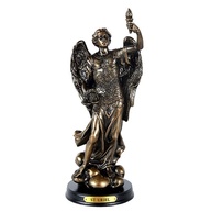 Estatueta do Arcanjo Uriel em Madeira - 20 cm com Placa de Latão | Luz e Sabedoria Espiritual - imagem 3