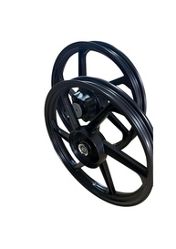 RODA DE LIGA LEVE 1.60X18/1.85X18 6 PALITOS CG 125 TITAN KS 2000 Á 2004 (PAR) C/ROLAM/PRETO - imagem 1