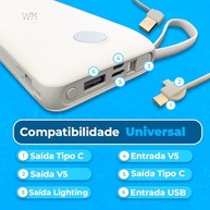 Carregador Portátil Power Bank 20000mAh Turbo Universal com Display Digital - Branco Original - imagem 3