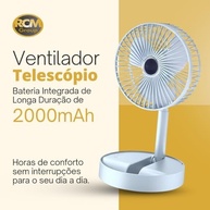 Ventilador Portátil Dobrável com Bateria 2000mAh – 3 Velocidades, Silencioso, Altura Ajustável – Ideal para Mesa de Trabalho e Estudos - imagem 4