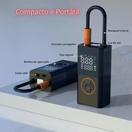 Compressor de Ar Digital Portátil USB 2000mAh 50W: Inflador Inteligente para Carro, Moto e Bicicleta com Display LED - imagem 3