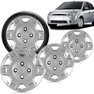 Kit 4 Calotas Fiesta Street Aro 13 Prata Grid - Cubo Baixo (2003-2007) - imagem 1