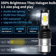 Lâmpadas LED Suzuki LTZ 400 Z400 QUADSPORT Hi/Lo Beam 2003-2008 - Luz Branca 4000LM 6000K Plug and Play (2 Unidades) - imagem 3