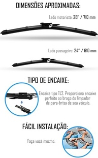 Par Palhetas Limpador Para-brisa Citroën C4 Pallas Hatch/Sedan 2005-2014 28"/24" - imagem 5