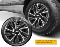 Jogo 4 Calotas Esportivas DS4 Preto/Prata Aro 13 para Chevrolet Corsa Hatch Wind (1996-2008) - imagem 4