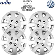 Jogo 4 Calotas Aro 14 VW Voyage G5 G6 G7 (2009-2017) Grid GR129CA com Adesivo Logo Resinado - imagem 4