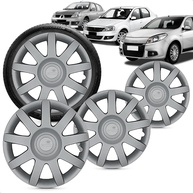 Kit 4 Calotas Aro 14 Clio Sandero Logan 2009-2011 Grid Prata Aro de Pressão - imagem 1