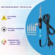 Kit Essencial Eletrônica: Multímetro Digital Profissional MD-200L + Ferro de Solda Ajustável 127V + Solda Estanho - imagem 4