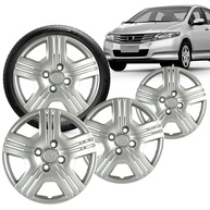 Kit 4 Calotas Aro 15 Prata Grid para Honda Fit e City (2010-2013) - Cubo Padrão - imagem 1