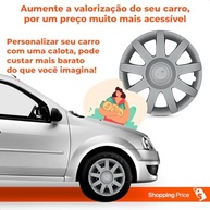 Kit 4 Calotas Aro 14 Clio Sandero Logan 2009-2011 Grid Prata Aro de Pressão - imagem 5