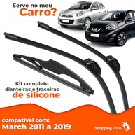Kit 3 Palhetas Limpador Para-brisa Silicone Nissan March 2011-2019 - Visão Clara e Segura - imagem 4