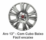 Jogo 4 Calotas Esportivas Prata Aro 13 Palio Essence (2014-2016) com Emblema Vermelho - imagem 3