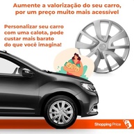 Kit 4 Calotas Logan 2014-2016 Aro 14 Prata Grid - Design Esportivo e Proteção - imagem 5
