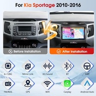 Rádio Automotivo Motorsi 6+128GB para Kia Sportage 2010-2016: Tela 22.9" Android 13, CarPlay/Android Auto Sem Fio, GPS e Câmera - imagem 3