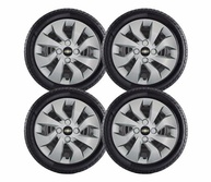 Jogo 4 Calotas Esportivas Prata Aro 14 para Chevrolet Onix/Prisma (2017-2020) com Emblema Preto - imagem 5