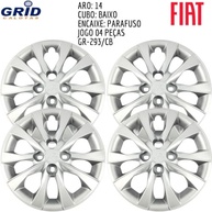 Jogo 4 Calotas Aro 14 Fiat Mobi 2017-2025 Grid Preto Resinado Logo Fiat - imagem 4