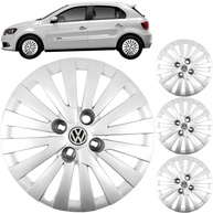 Jogo 4 Calotas Aro 14 VW Gol Voyage G5 G6 G7 (2009-2017) Grid GR117CB com Adesivo Logo Resinado - imagem 1