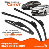 Kit 3 Palhetas Limpador Parabrisa Silicone HB20 2013-2019 - Dianteira e Traseira - imagem 4