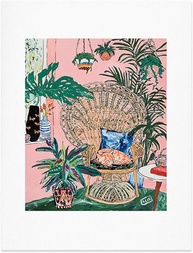 Society6 Impressão de arte 2021, 45,72 cm x 60,96 cm, Lara Lee Meintjes California Poppy and Wildflower Bouquet em esmeralda com tigres - imagem 1
