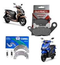 Kit Pastilha Freio Dianteira e Lona Traseira Yamaha Fluo 125cc (2022-2024) - imagem 1