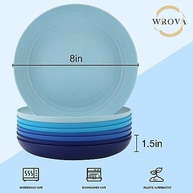 Pratos de Palha de Trigo Inquebráveis 20cm - Conjunto de 8 Reutilizáveis Seguros para Micro-ondas e Lava-louças - imagem 4