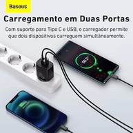 Carregador Baseus 20W U+C: Potência e Velocidade para Seu iPhone (Preto) - imagem 5