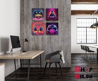 Quadro Placa Decorativa Gamer Futurista 20x20cm - Kit com 4 Peças para Quarto - imagem 3